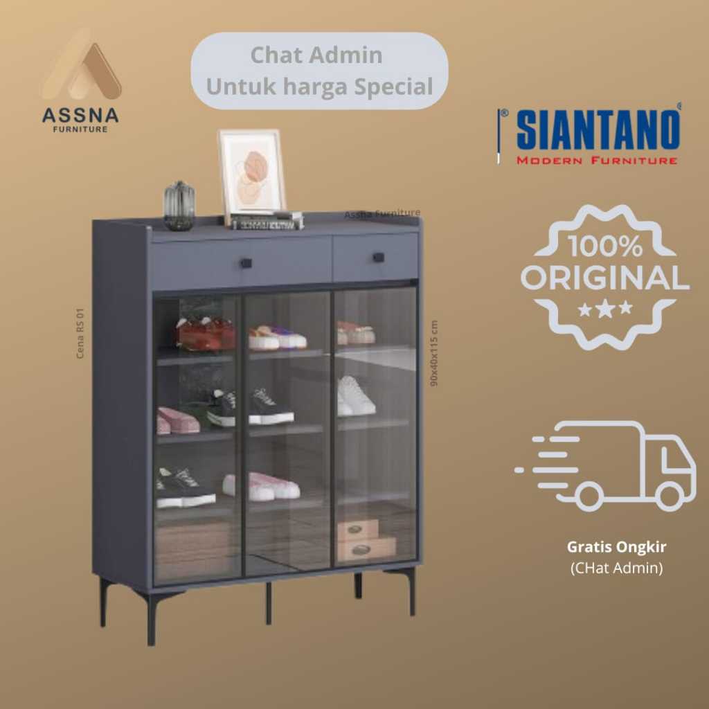 Siantano CENA rak sepatu RS 01 lemari almari sepatu shoe rack grey abu