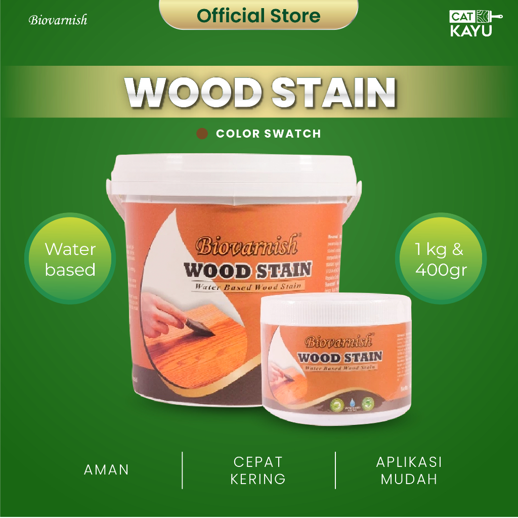 Sunbloom Plitur Kayu Kecil Woodstain Cepat Kering Waterbased - Biovarnish Wood Stain 400Gr