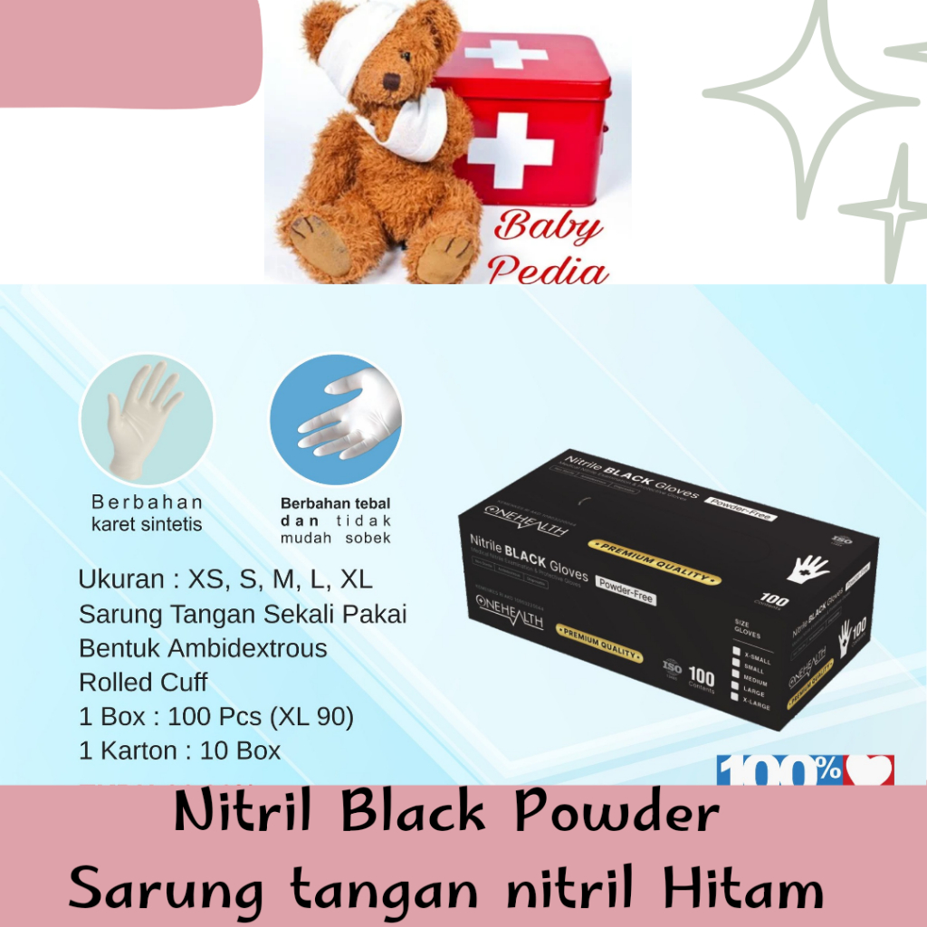 BabyPedia NITRILE HITAM / Sarung Tangan Nitril Hitam / Handscoon Nitrile Black