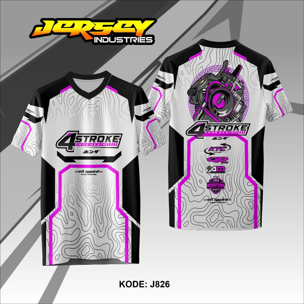 J826 Jersey Four Stroke Full Printing - Kaos Jersey 4stroke Mft Apparel Racing Industries