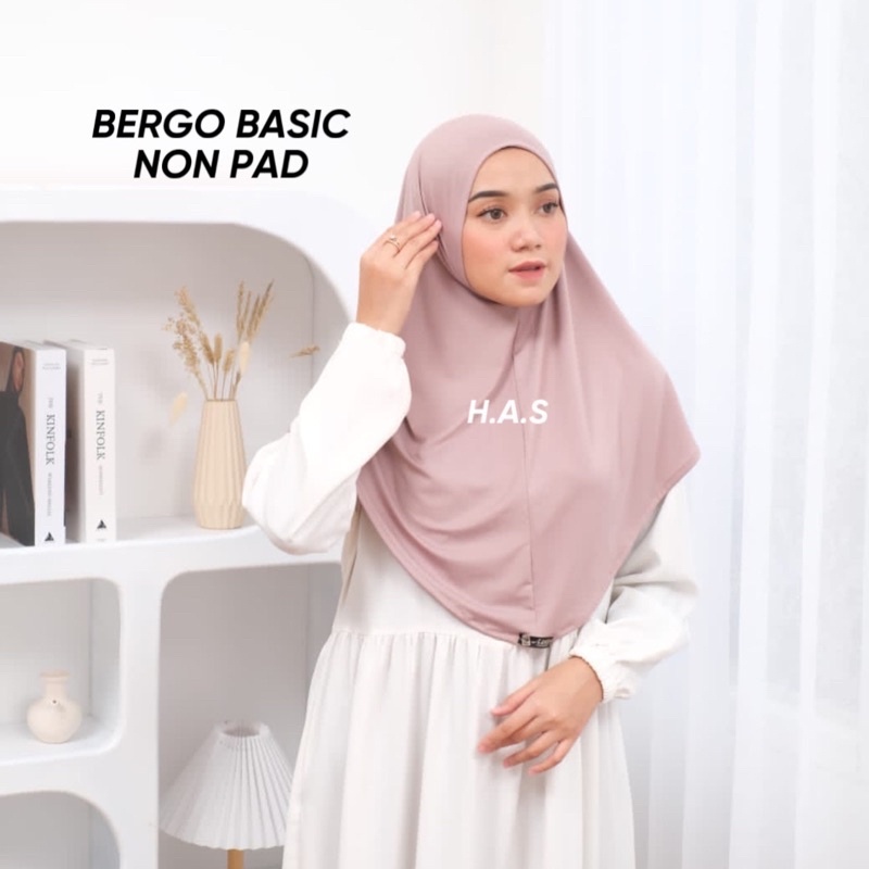KODE A | Bergo BASIC non pat // tanpa pet hijab olahraga jilbab sport jersey super premium siria