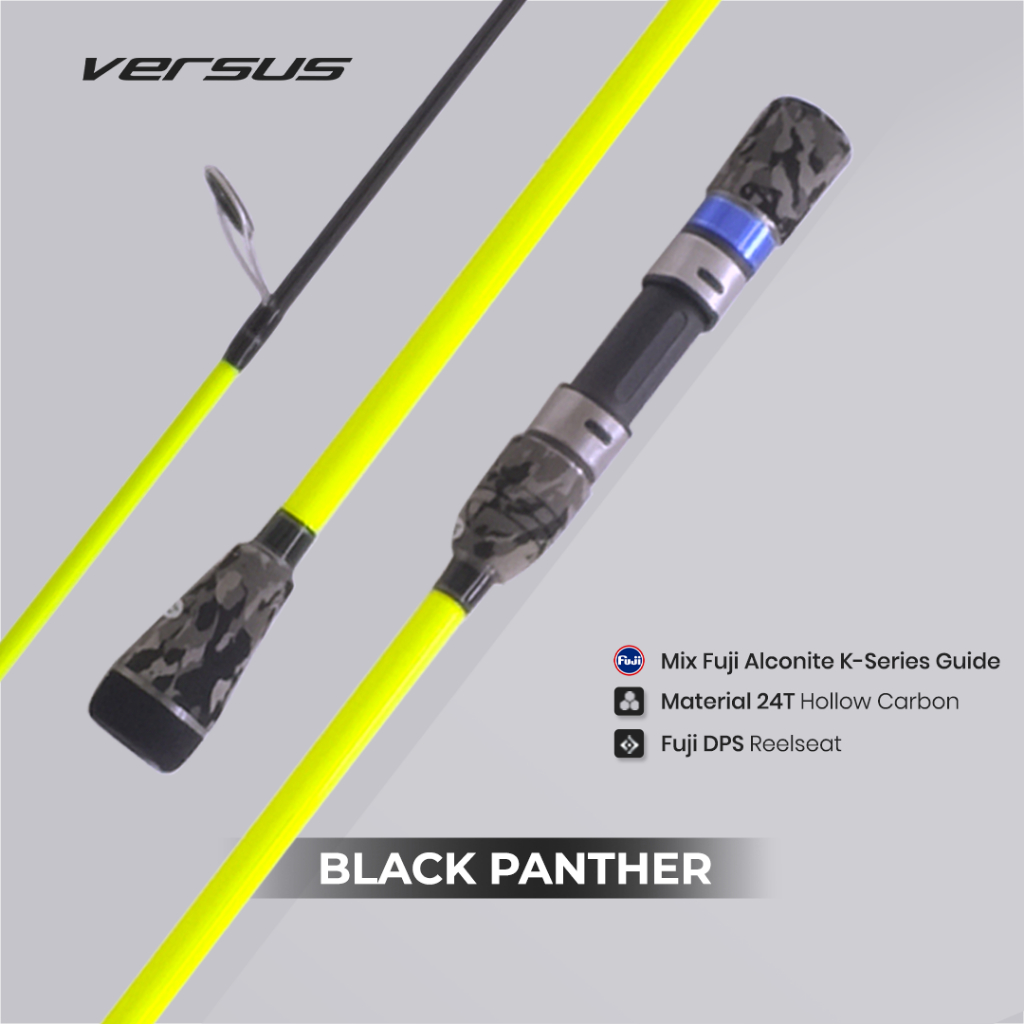 Joran Slow Jigging VERSUS Black Panther – Carbon Hollow, Fuji Guide, Jigging Rod 2 Section + FREE KO