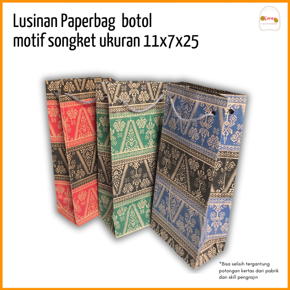

[LUSINAN] PAPERBAG BOTOL MOTIF SONGKET ukuran 11x7x25 PAPERBAG SOVENIR PAPERBAG BOTOL HAJATAN MURAH