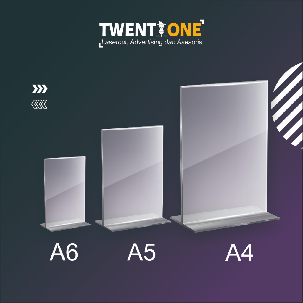 

Tempat Qris dan brosur menu akrilik model T premium awet warna anti menguning