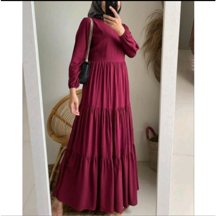 GAMIS SUSUN JUMBO ll GAMIS SUSUN POLOS ll GAMIS REMPEL UKURAN JUMBO