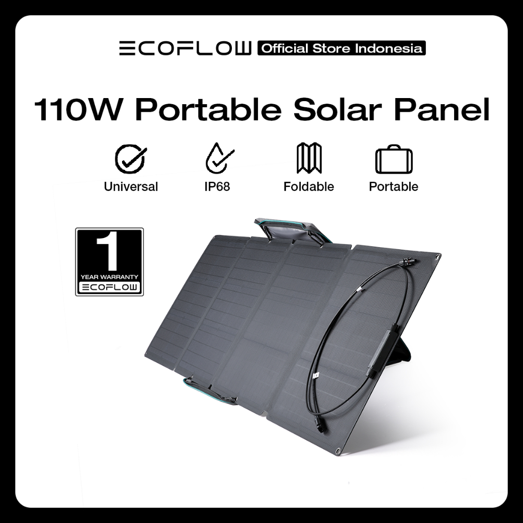 EcoFLow Portable Solar Panel 110W Panel Surya IP68 Dapat Dilipat Untuk Camping Hiking RV Fast Charge