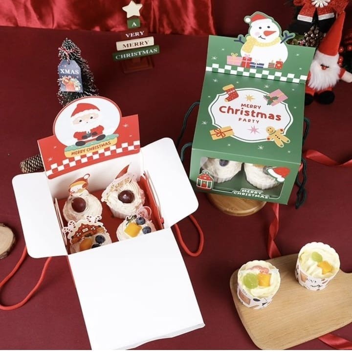 

Xmas Box 4 Cupcake christmas kotak Cupcake cookies Candy Cake Cupcake Hampers Gift natal