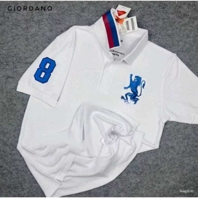 Polo Shirt GIORDANO 3D Lion Mens Bordir Bahan Katun CVC kaos  polo giordano original size M L XL XXL