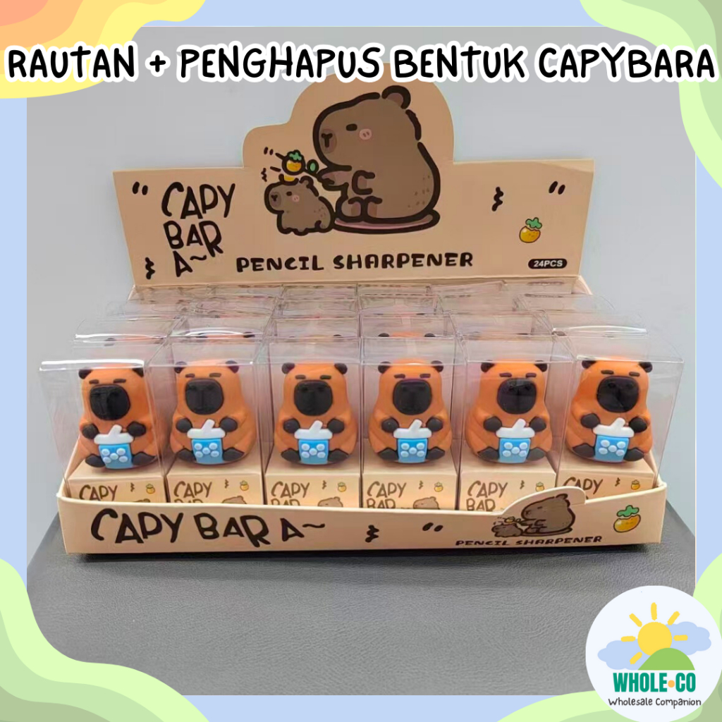 

Penghapus + Rautan Bentuk Karakter Capybara Premium Hewan Kapibara Peruncing Sharpener Lucu Unik Imut Termurah Grosir Cod