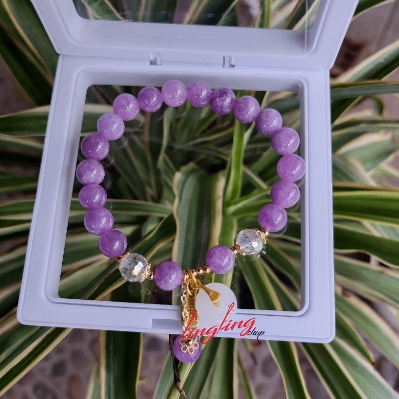 New.. new  gelang batu kristal hijau & ungu, gelang batu kristal korea, gelang batu kristal free box