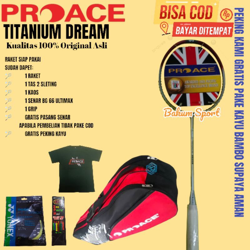 Raket proace titanium dream kualitas 100% original asli Bisa (COD)