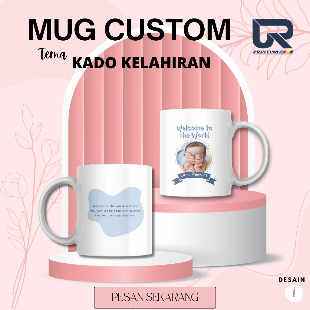 Mug custom Tema kelahiran/ Kado untuk bayi newborn