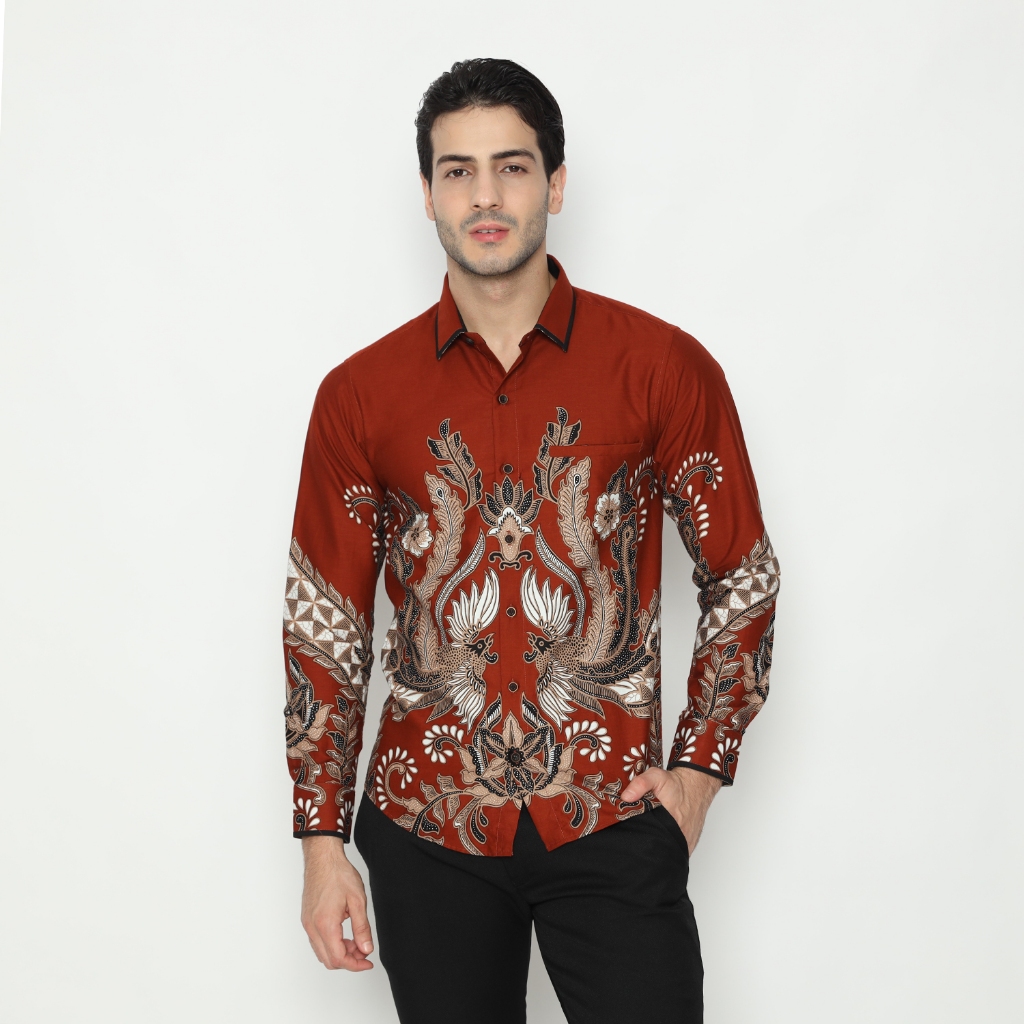 LUIGI RICCIO Kemeja Batik Pria Fashion Formal Kerja Kantor Pesta New Arrival Teracota Series