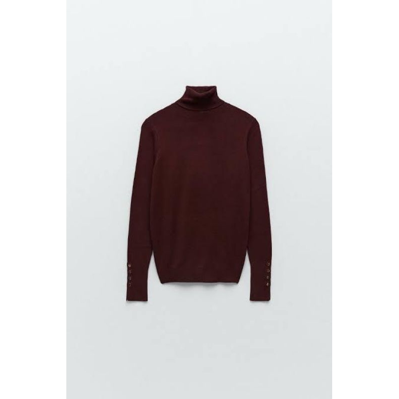 ZARA KNIT GOLD BUTTON TURTLE WINE / Burgundy