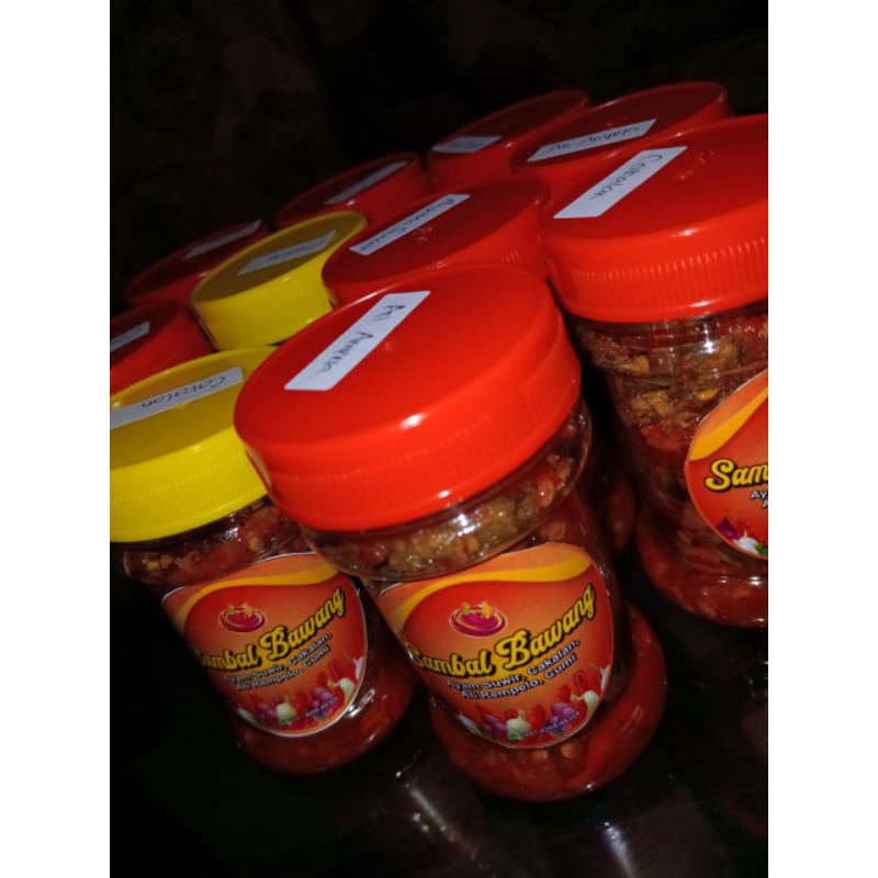 

Sambel bawang aneka varian (ikan cakalang, Pete, ayam suwir, dan rempelo ati)