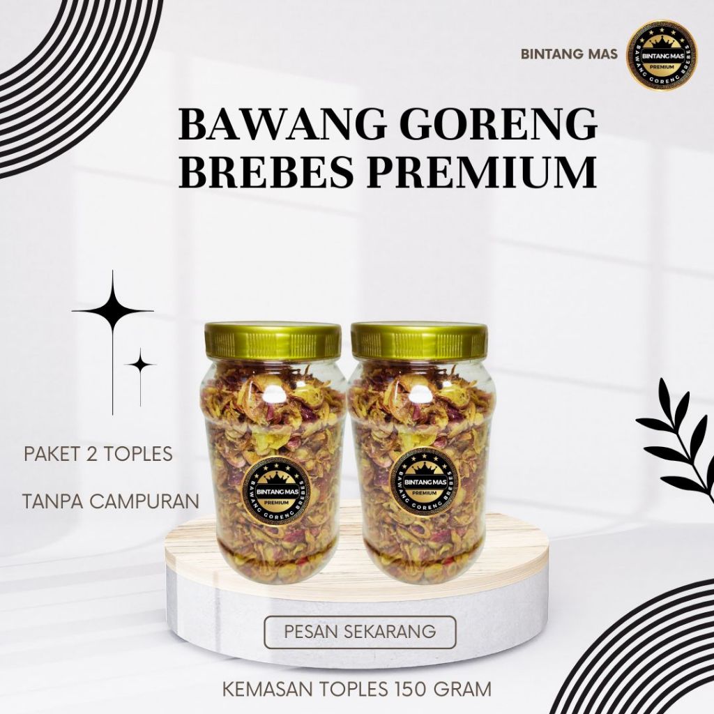 

Bawang Goreng Brebes Asli Grade A Tanpa Campuran 150 gram paket 2 pcs free packing cod