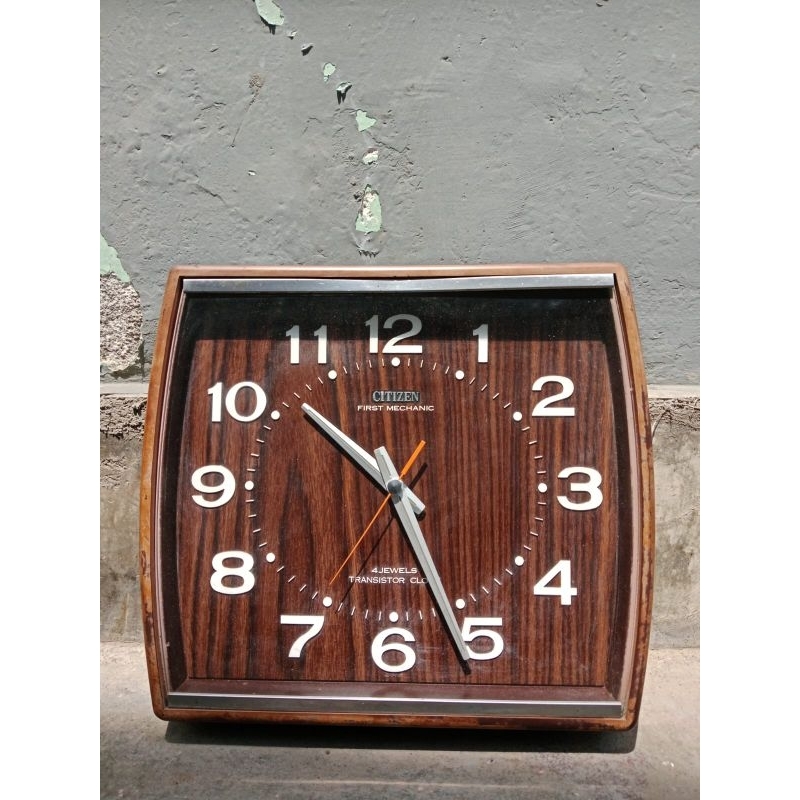 Jam dinding jadul original Citizen japan fungsi normal + packing kayu