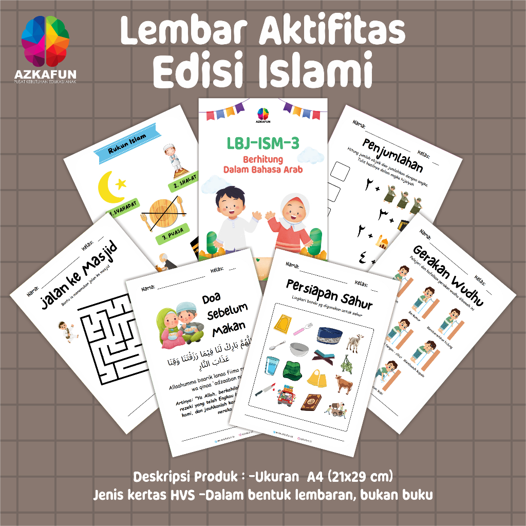 Lembar Belajar Seri Islami - Worksheet Anak - lembar aktifitas anak islami