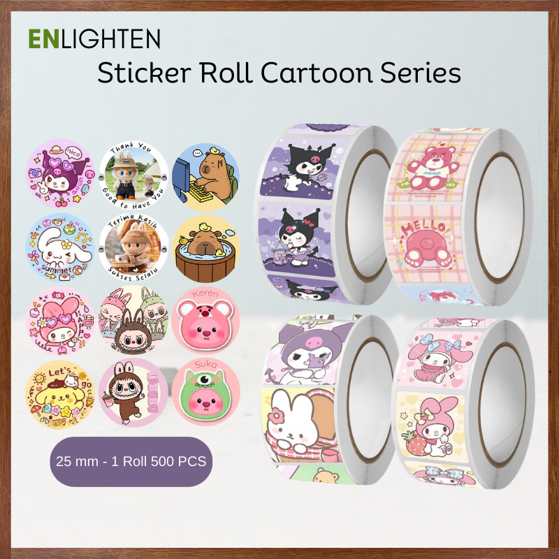 

500 PCS Sticker Roll LABUBU Label Kartun Kuromi Sanrio 2.5cm Lucu Box Paket Hampers Makanan SS001