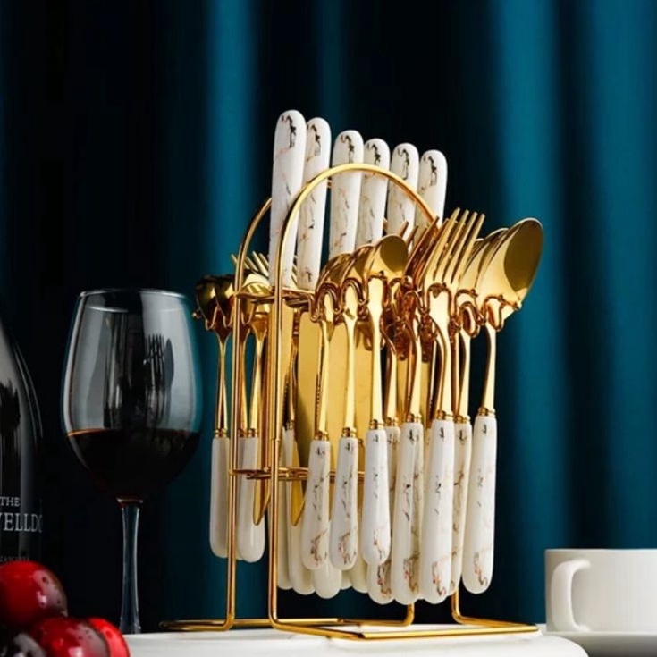 Dijamin Ekonomis  Aveline Sendok Set Sultan  Sendok Gold  Egg Spoon Gold  Stainlees Steel  Sendok Go