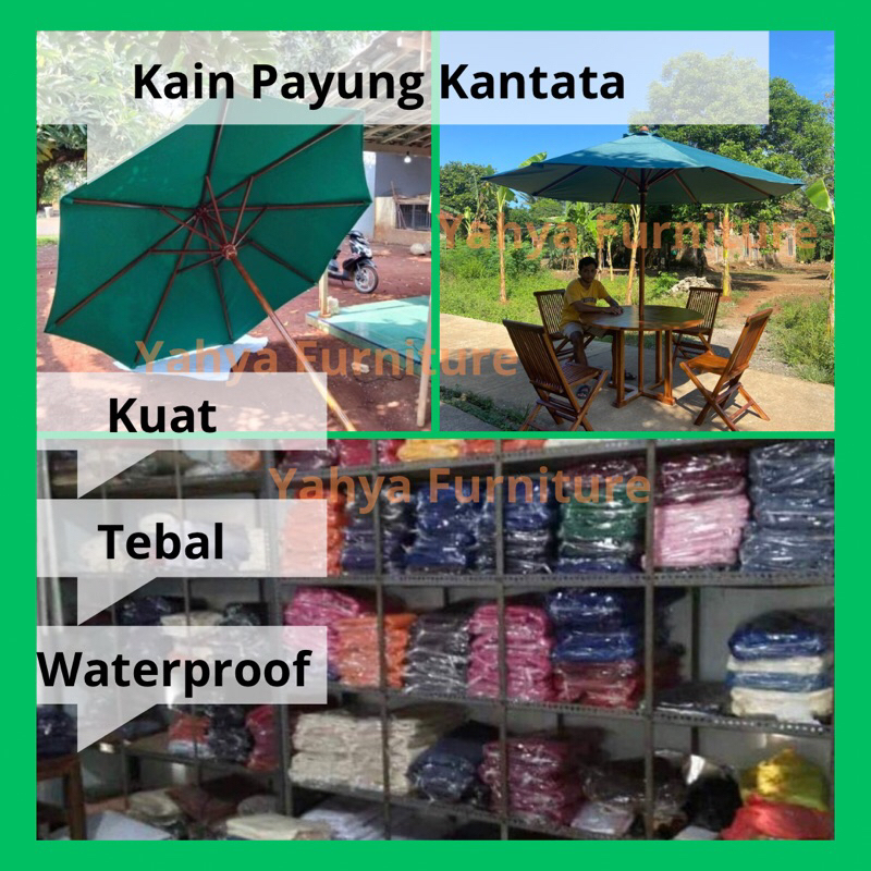 COD Kain Payung Bahan Kantata, Kain payung saja, kain meja payung outdoor bahan kantata waterproof