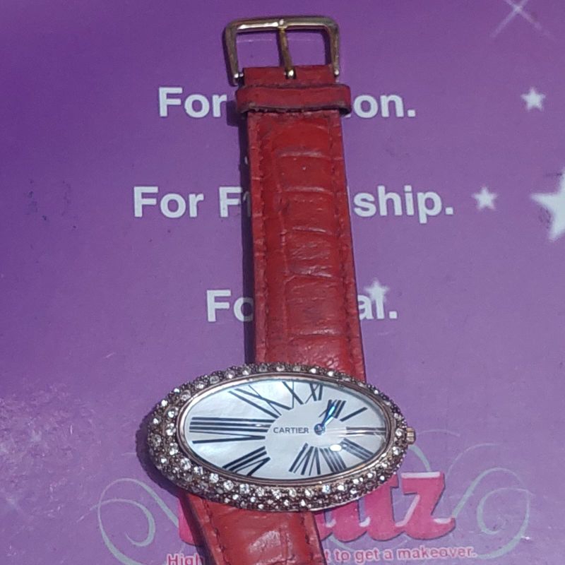 Jam Tangan Cartier Quartz Original Swiss Made utk wanita dg permata utuh