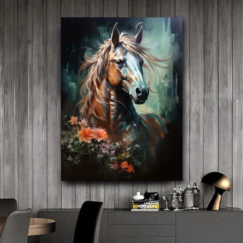 LUKISAN KUDA FENGSHUI HIASAN DINDING RUANG TAMU