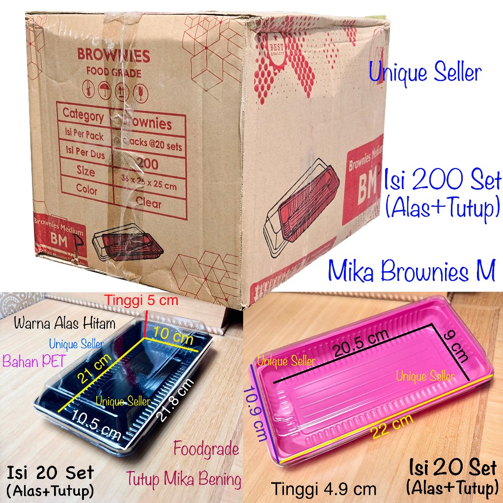 [1Dus] Mika Brownies M Sedang Medium Tanggung Pink Ivory Coklat Putih / Tray Mika Brownies Tanggung 