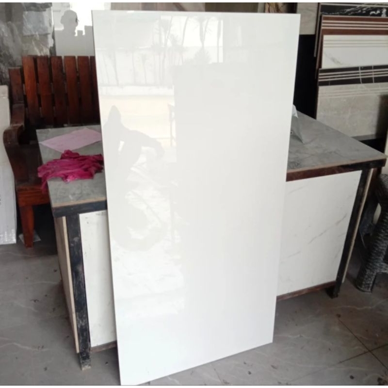 GRANIT LANTAI PUTIH POLOS KILAP GLOSSY 60X120 GLAZED POLISHED