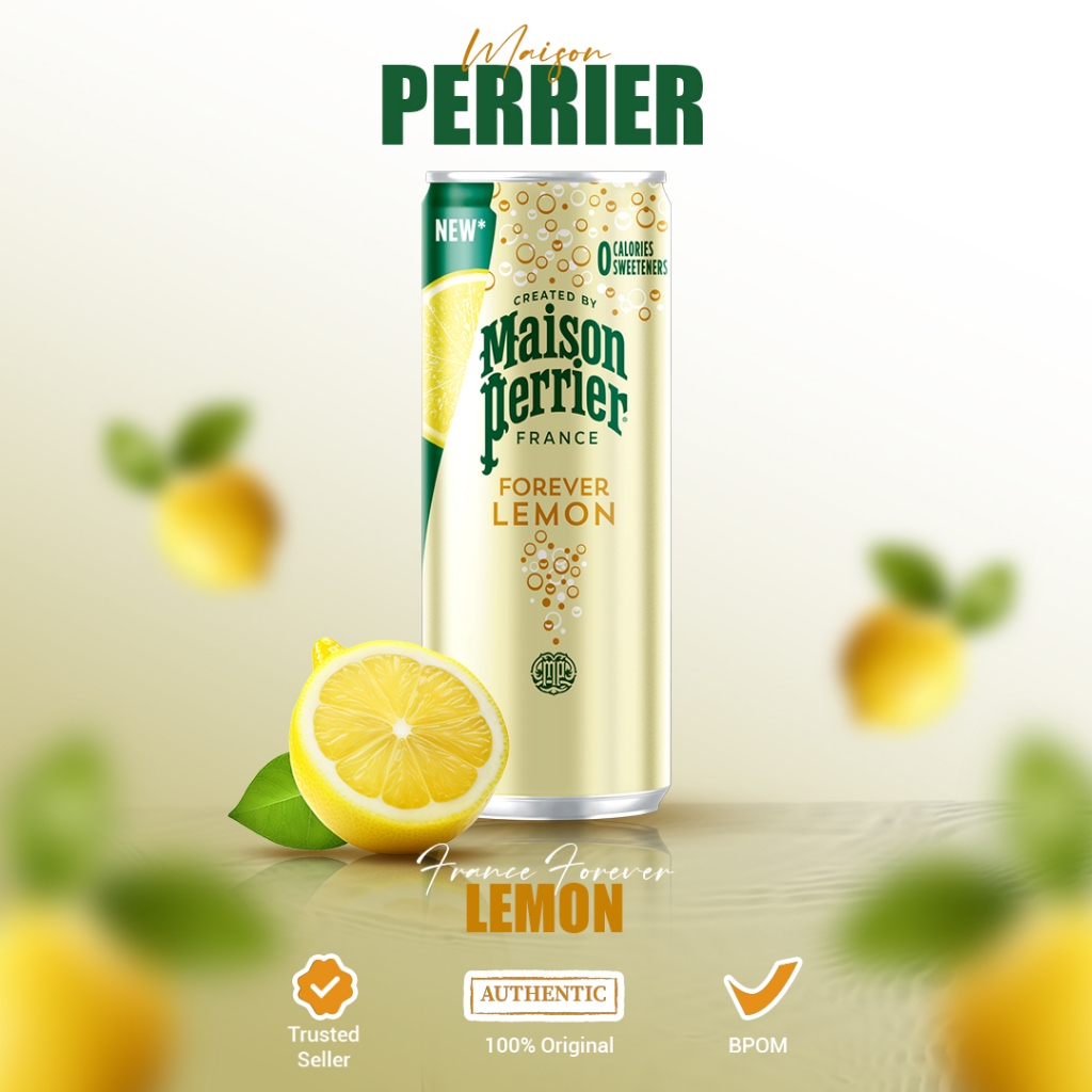 

Maison Perrier Carbonated Sparkling Mineral Water Forever Lemon 250ml [30 Kaleng]