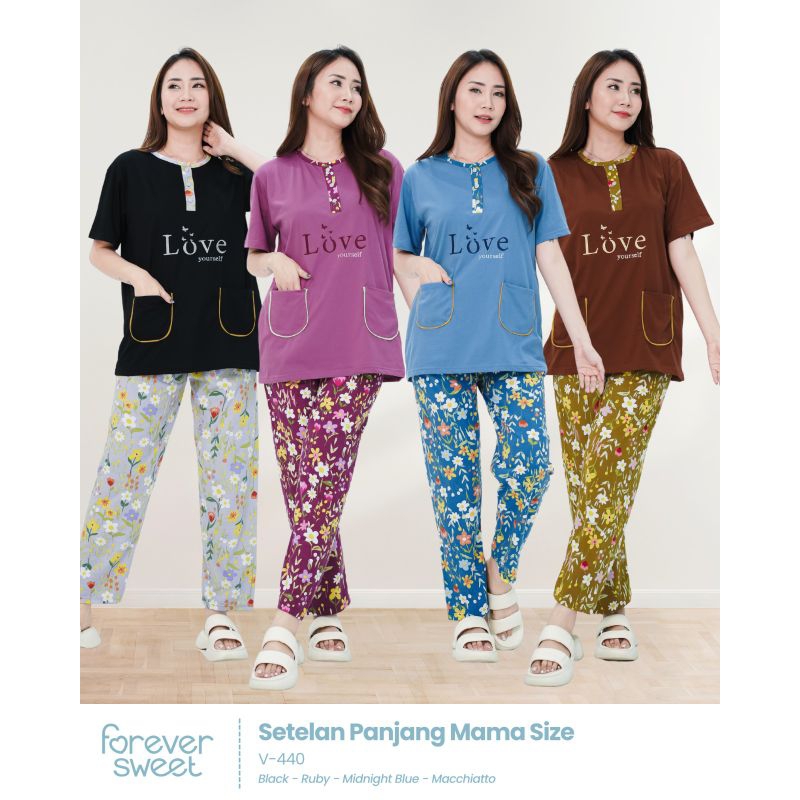 Oneset Forever Sweet Long Pant Mama Size/Babydoll Panjang Forever/ Piyama Cp
