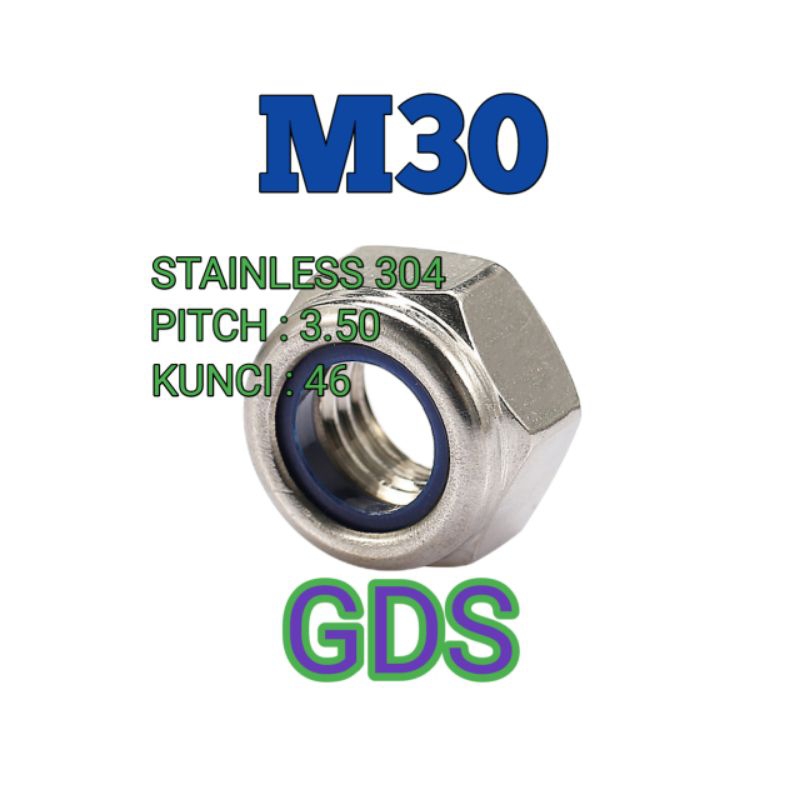 Mur Nylon M30 Kunci 46 Stainless 304 / Lock Nut Stainless 304