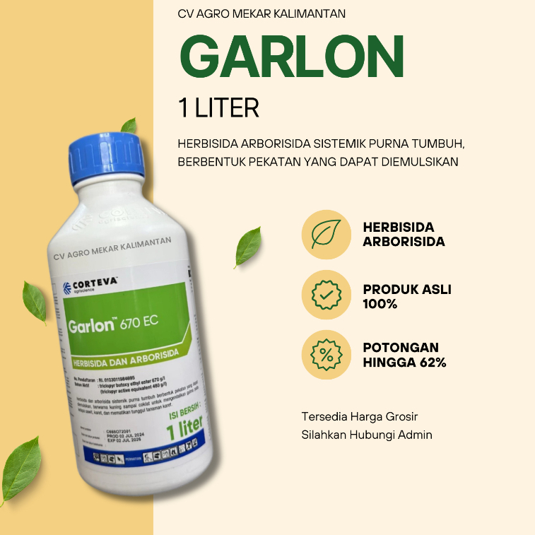 Garlon Racun Kayu Gulma Pohon Berbentuk Pekatan (Herbisida Sistemik) 1 Liter