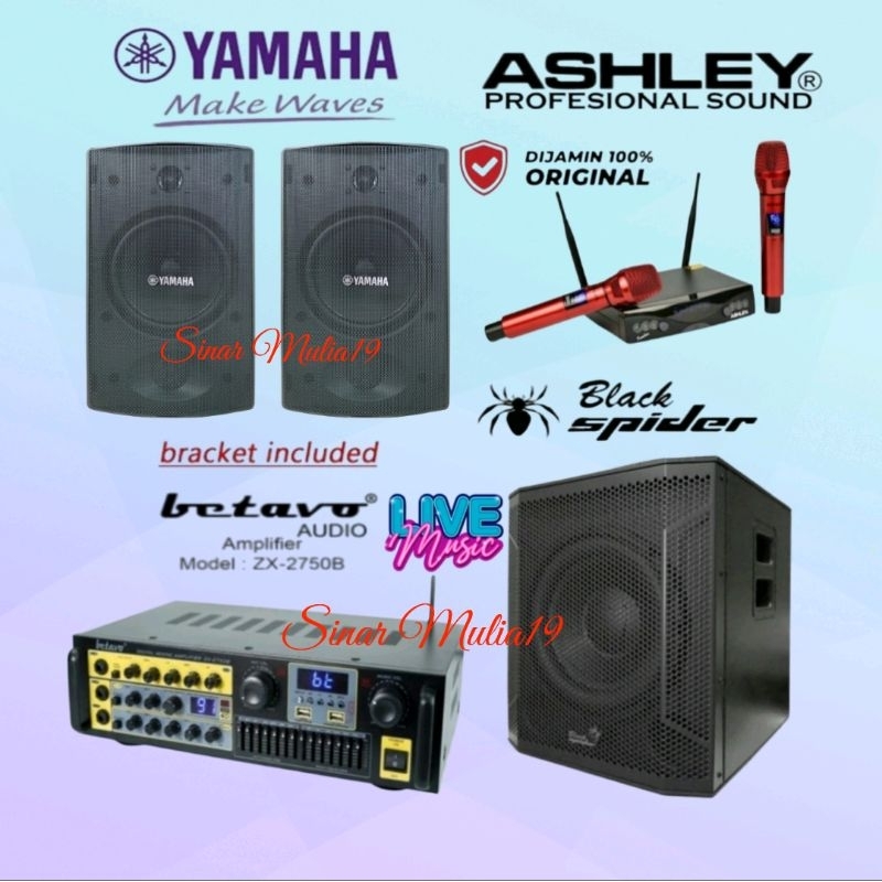 Paket Sound System karaoke YAMAHA VS6 Ori Subwoofer Active 12 Inch Blackspider Ampli Betavo ZX-2750B