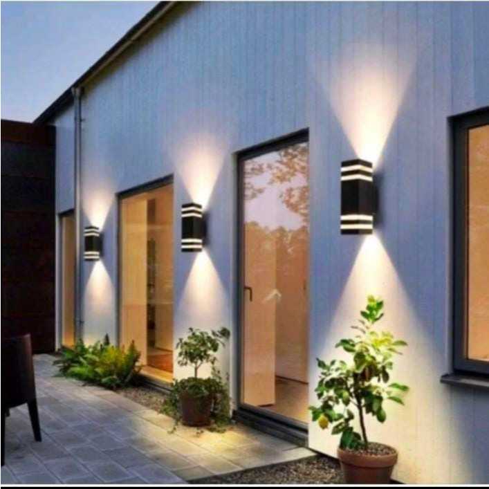 Lampu Dinding Kotak Setengah Bulat 1Arah 2Arah Tempel Hias Taman Pilar Teras / Lampu Pilar / Wall