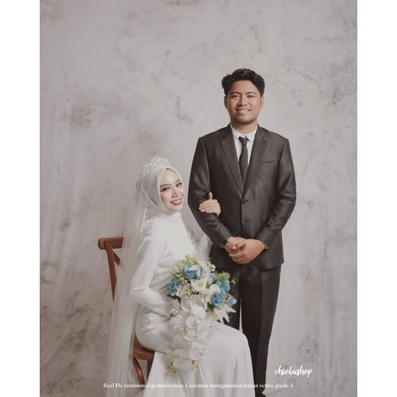 [ Chiobushop ] - Reda Elegant Dress Wanita Simple Prewedding Wedding Dress