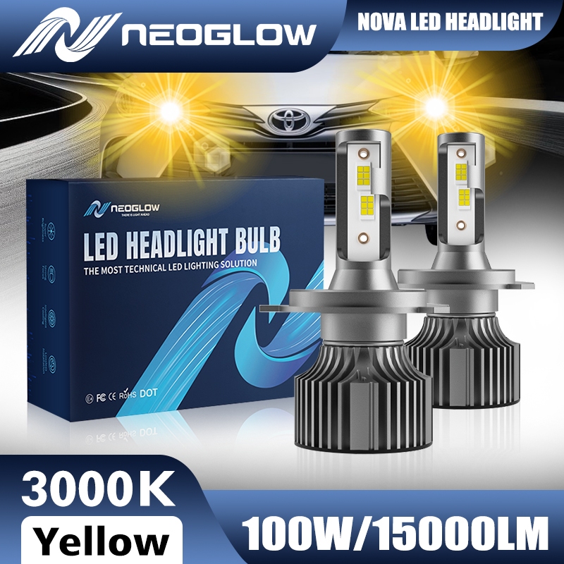 2PCS NEOGLOW Lampu kabut  NOVA 100W 15000Lumens 3000K warna kuning dengan garansi 1 tahun, lampu dep
