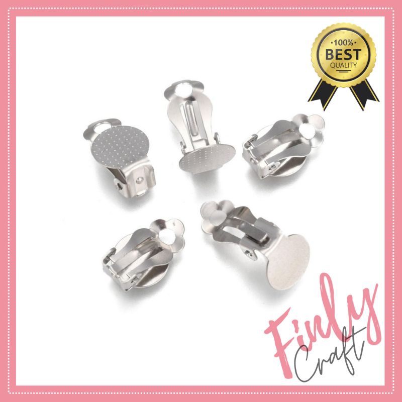 10 Pcs Anting klip stainless - Anting klip wanita - Anting stainless klip