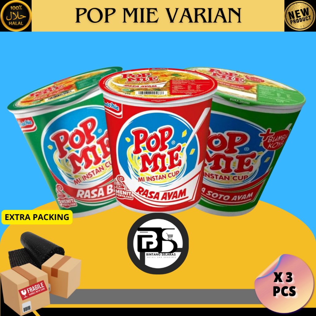 

POP MIE KUAH INSTAN CUP VARIAN RASA SOTO BASO AYAM BAWANG 75GR