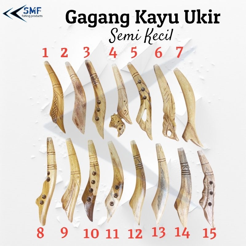 Gagang kayu / pahul kayu ukir semi kecil untuk joran timbang