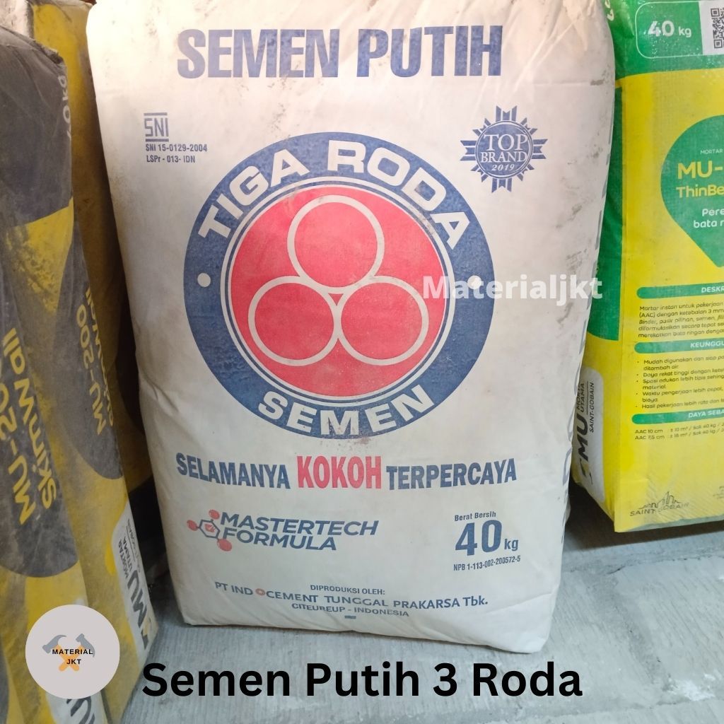 1 KG Semen Putih 3 Roda Eceran Ecer Penambal Retak Rambut Dinding Murah Termurah Repack