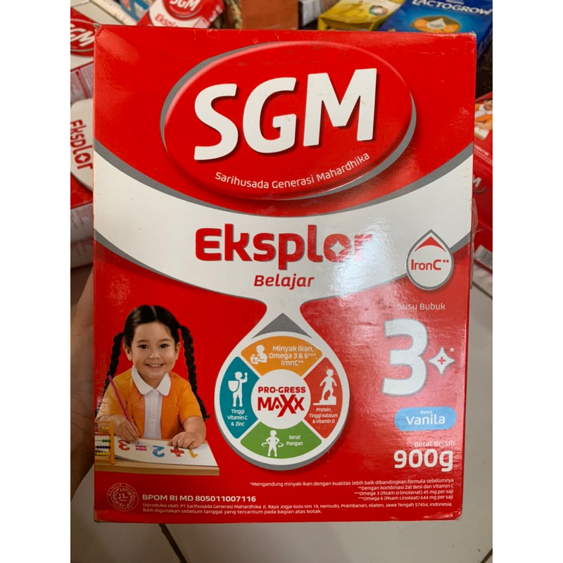 

Susu (exp10.25 Minus Dus Penyok) SGM Eksplor Belajar Susu Bubuk 3 Rasa Vanilla 900gr