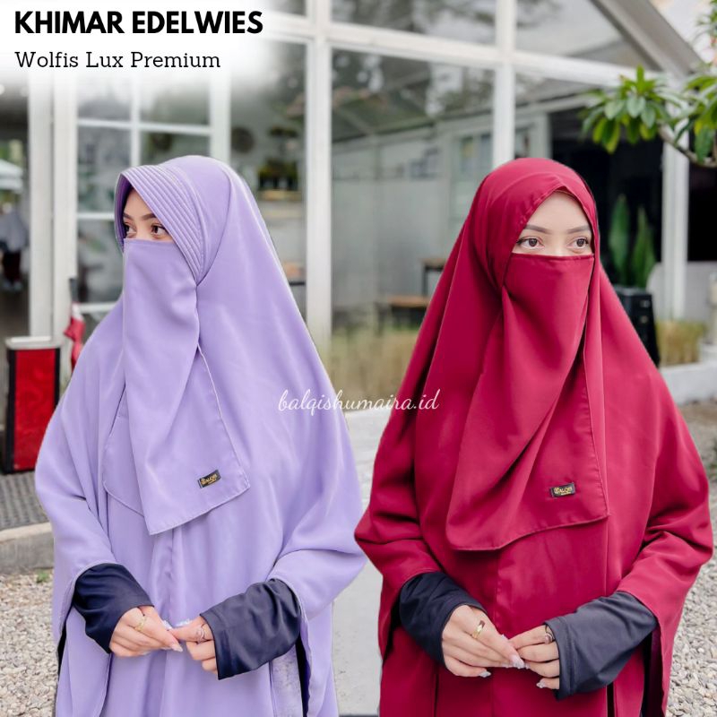 Balqis - Khimar Edelwies Wolfis bahan wolfis premium lux free cadar tali