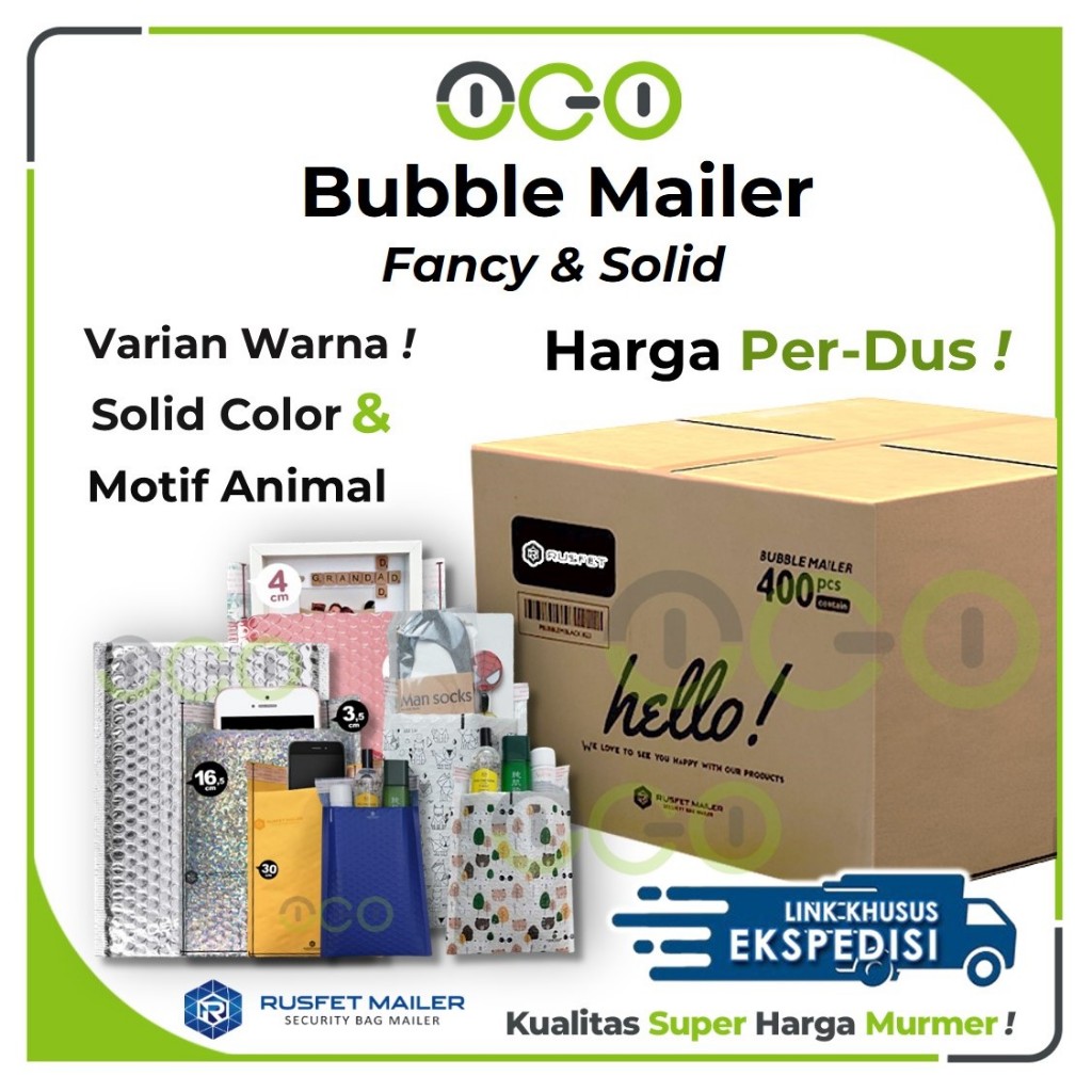 

Amplop Bubble Mailer HARGA PER-DUS Rusfet Fancy and Animal Series / Security Bag Mailer Solid Color