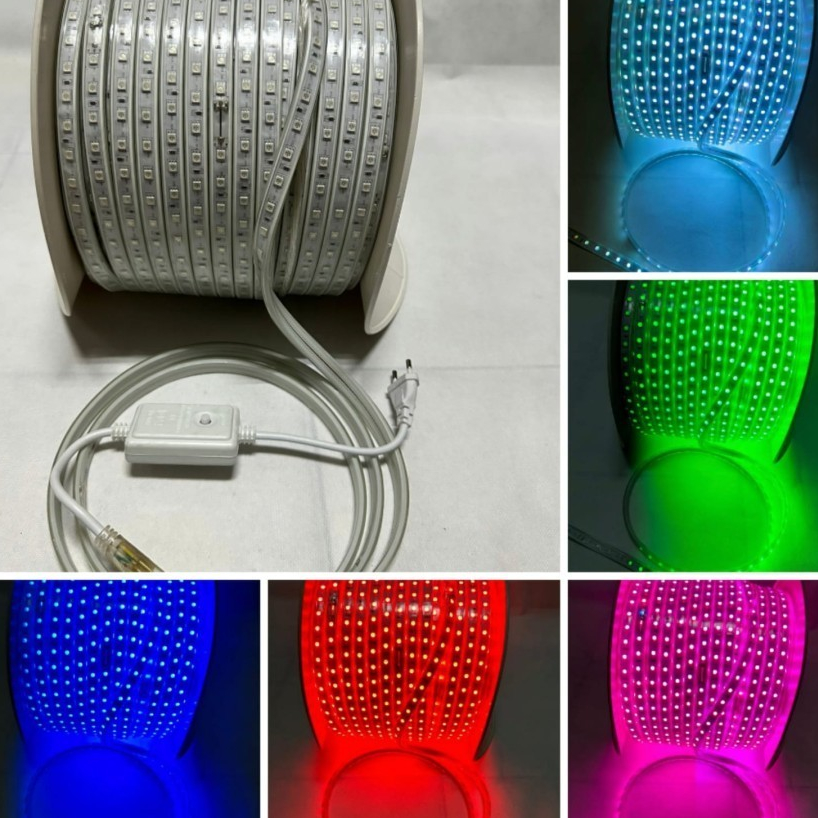 Lampu LED Strip Light RGB 100 Meter SMD 5050 AC 220V Flasher RGB