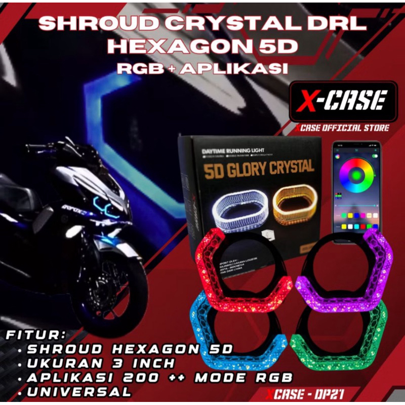 SHROUD 1.5 INCH-2.5 INCH MODEL HEXAGON RGB BMW, BULAT, KOTAK ANGEL EYE RGB SHROUD CINCIN LAMPU BMW L