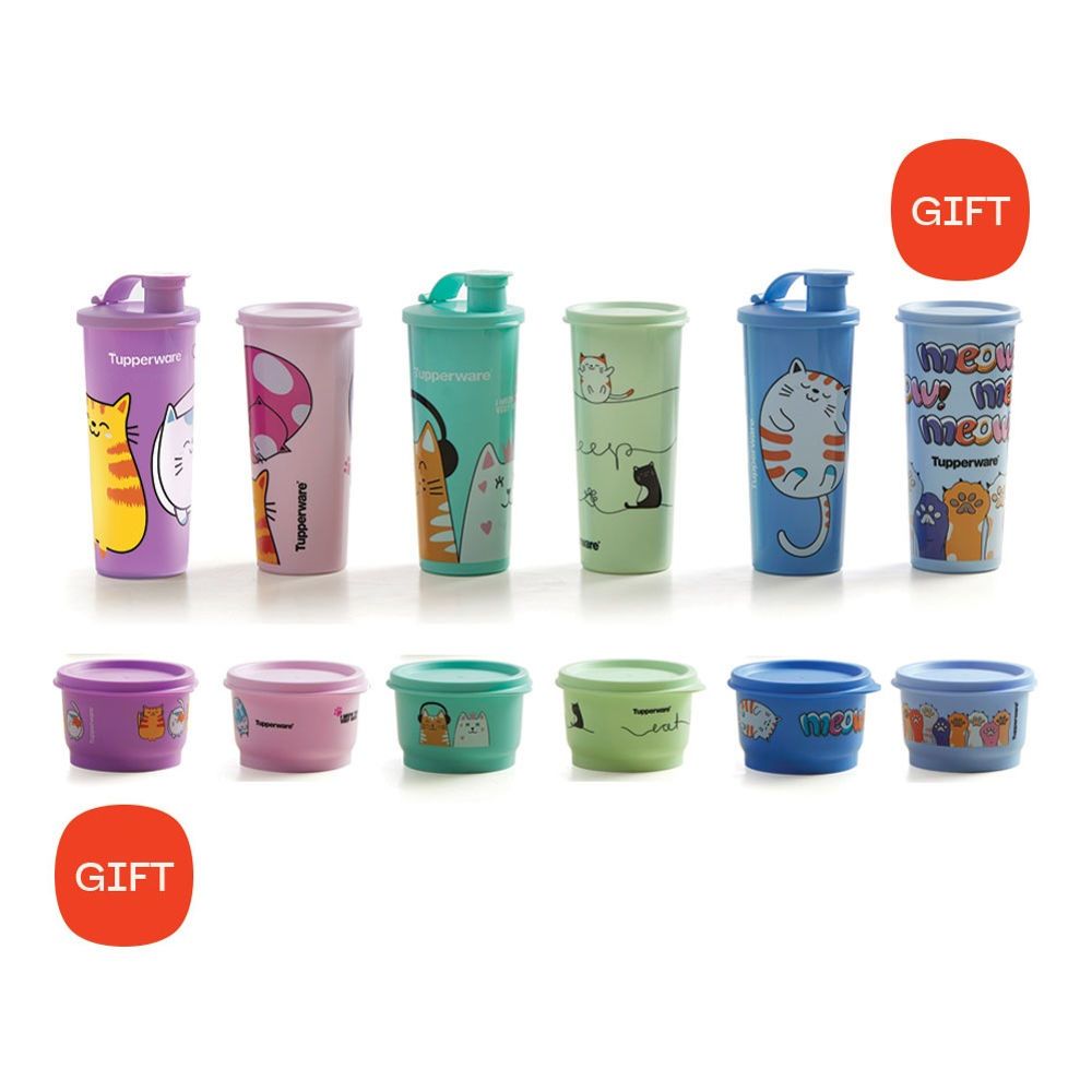 PAKET CAT TUMBLER SNACK CUP SET - Botol Minum Anak Tupperware