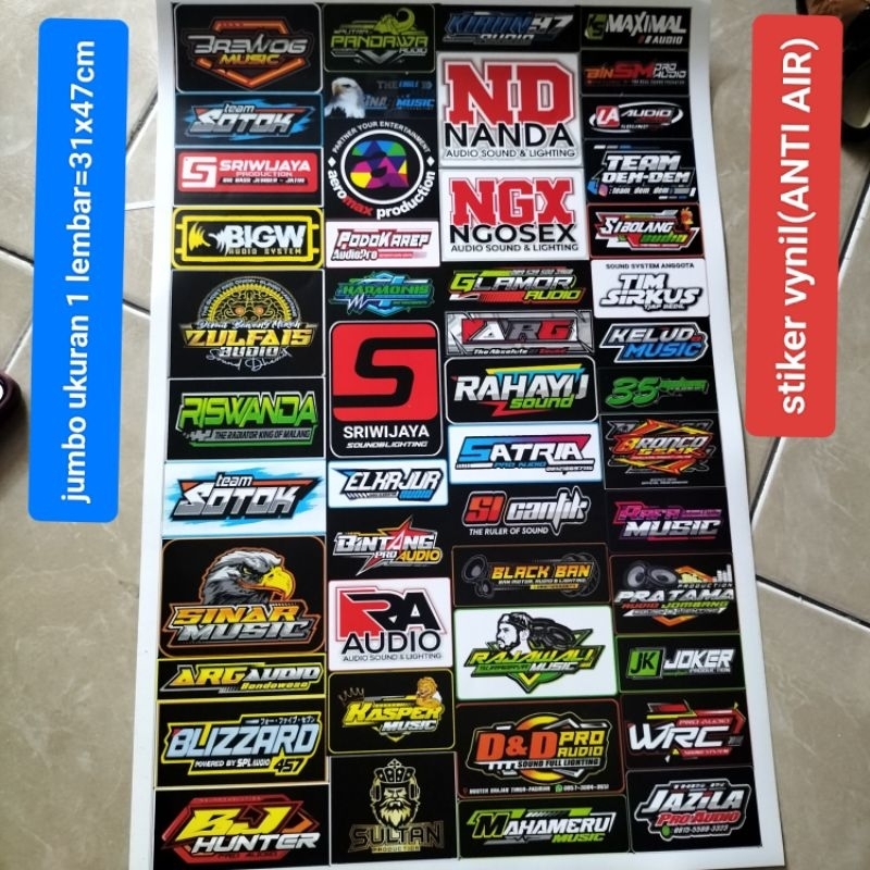 

STIKER SOUND MINIATUR TERLENGKAP BAHAN VYNIL(ANTI AIR) UKURAN 31x47cm