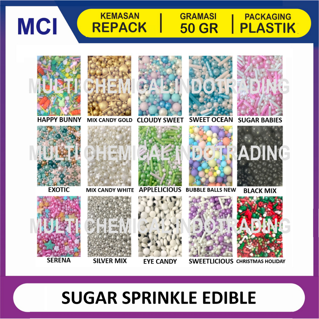 

SUGAR SPRINKLE TRIMIT EDIBLE SPRINKLE - 50 GR / HIASAN KUE BERBAGAI BENTUK WARNA WARNI
