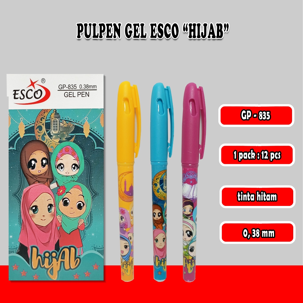 

pulpen gel esco hijab / 1 pack / 12 pcs